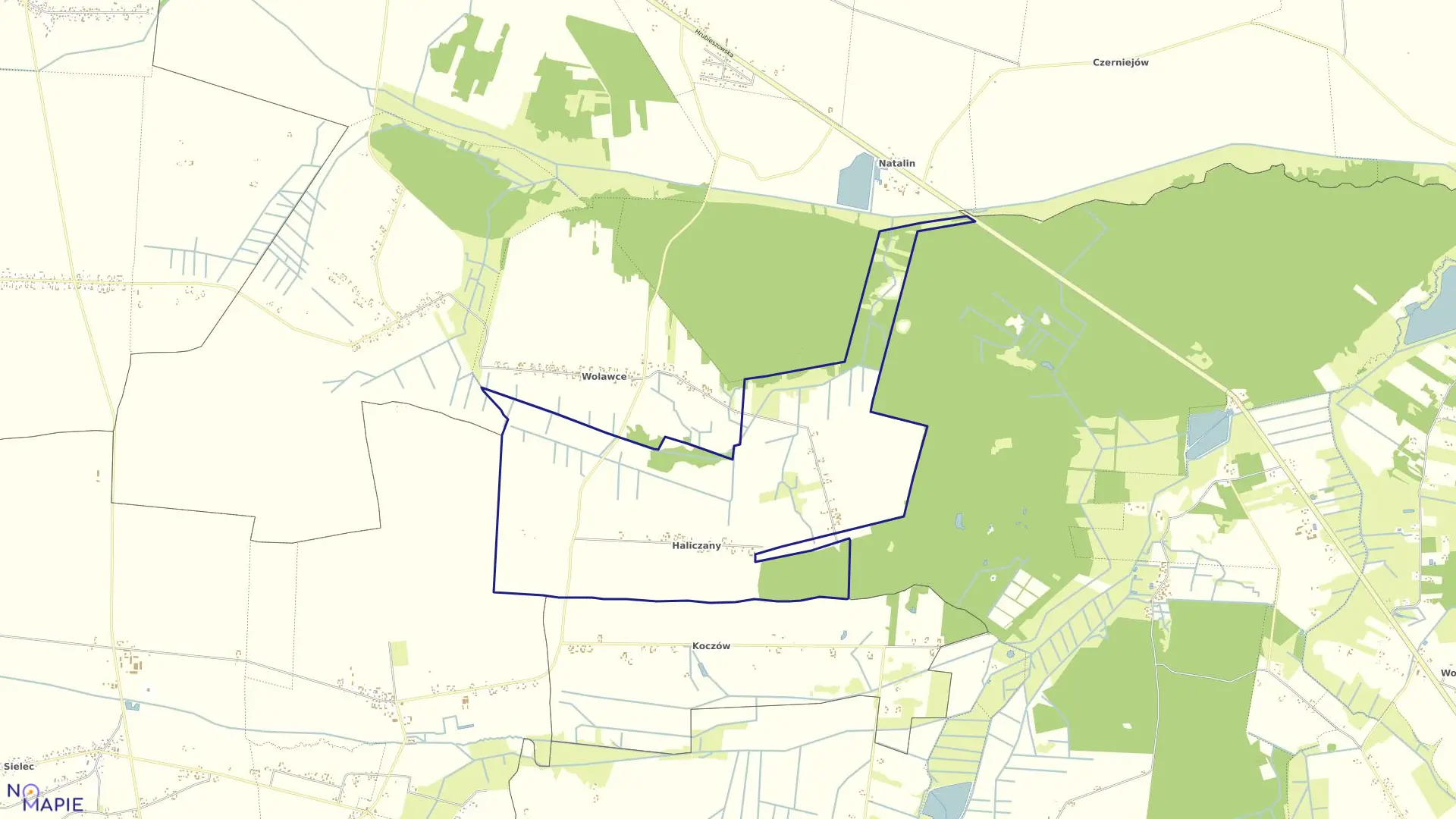 Mapa obrębu HALICZANY w gminie Kamień