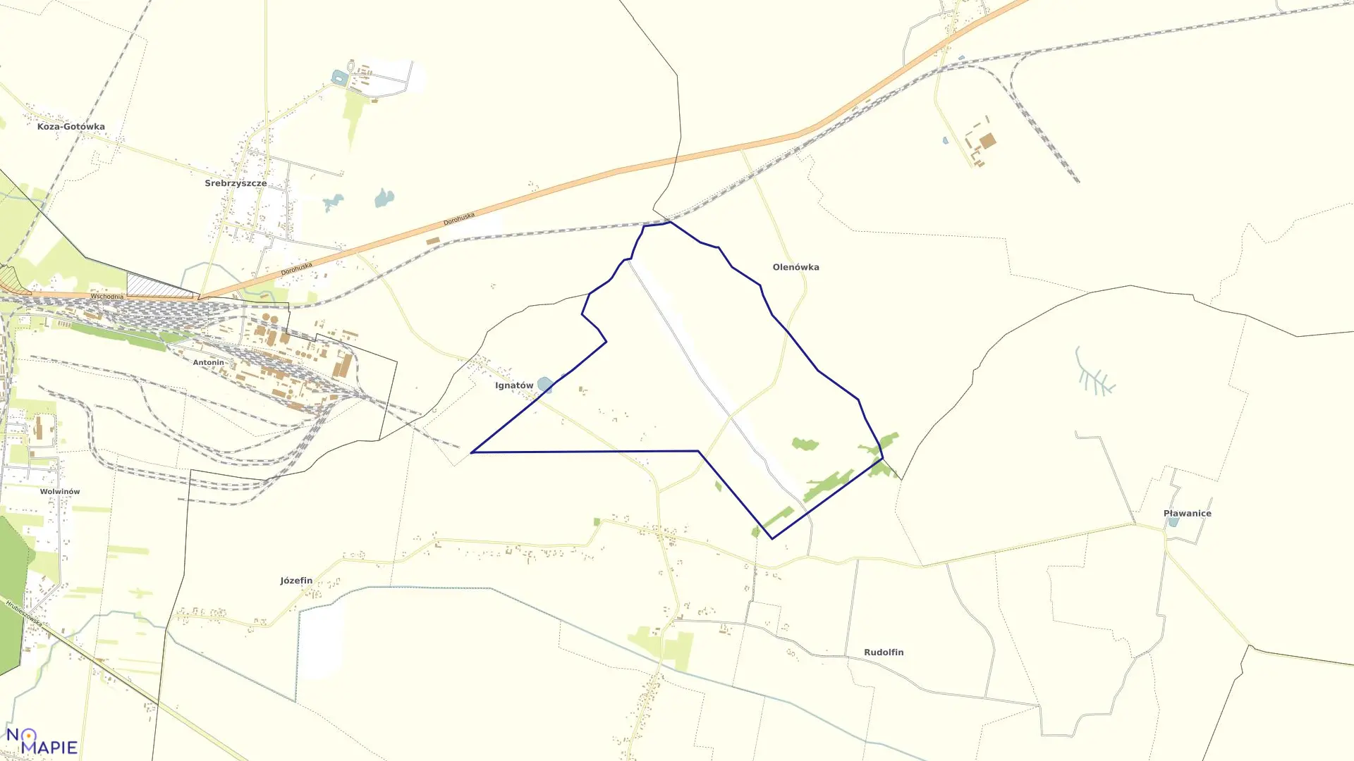 Mapa obrębu IGNATÓW-KOLONIA w gminie Kamień