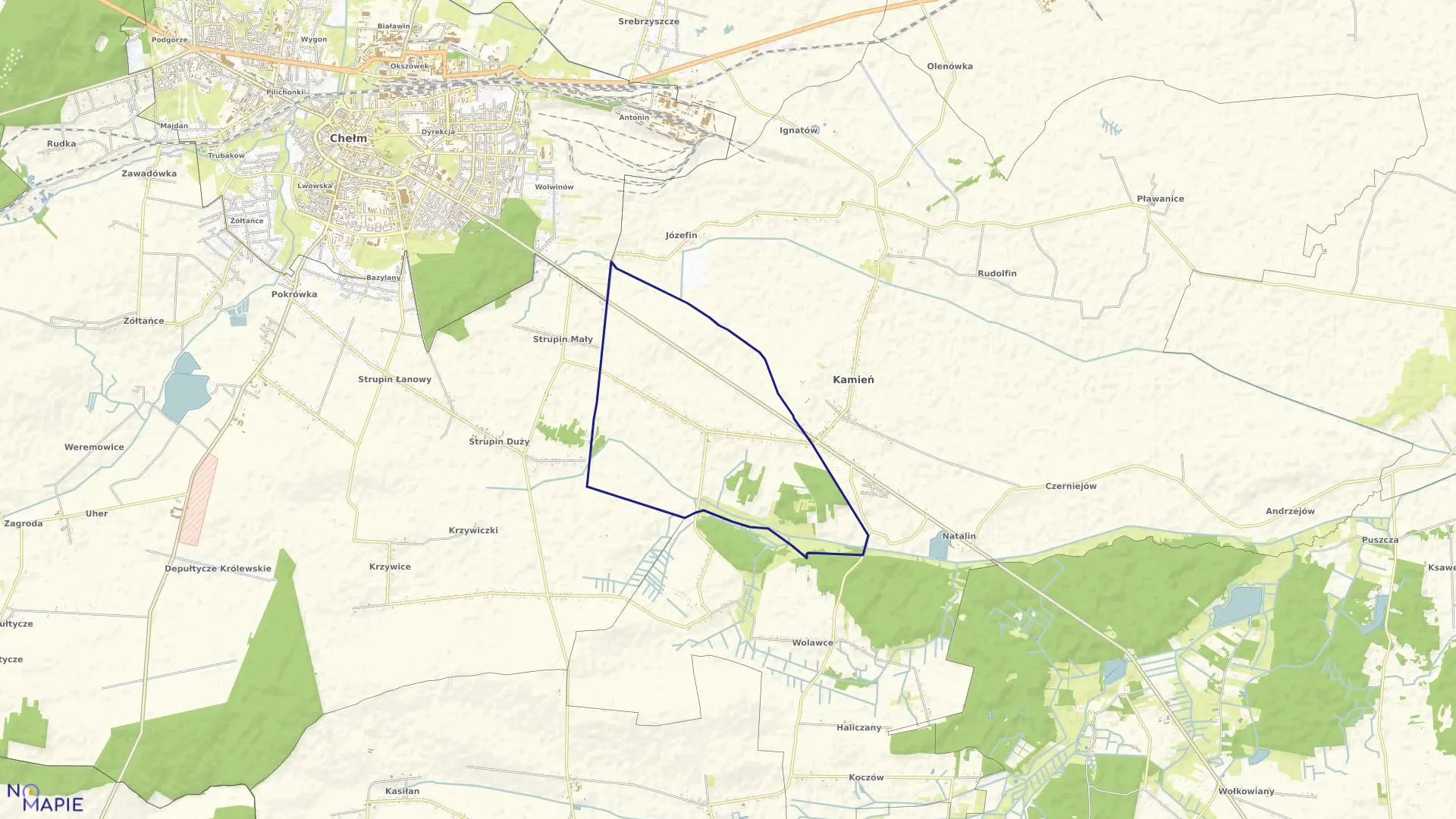 Mapa obrębu STRACHOSŁAW w gminie Kamień