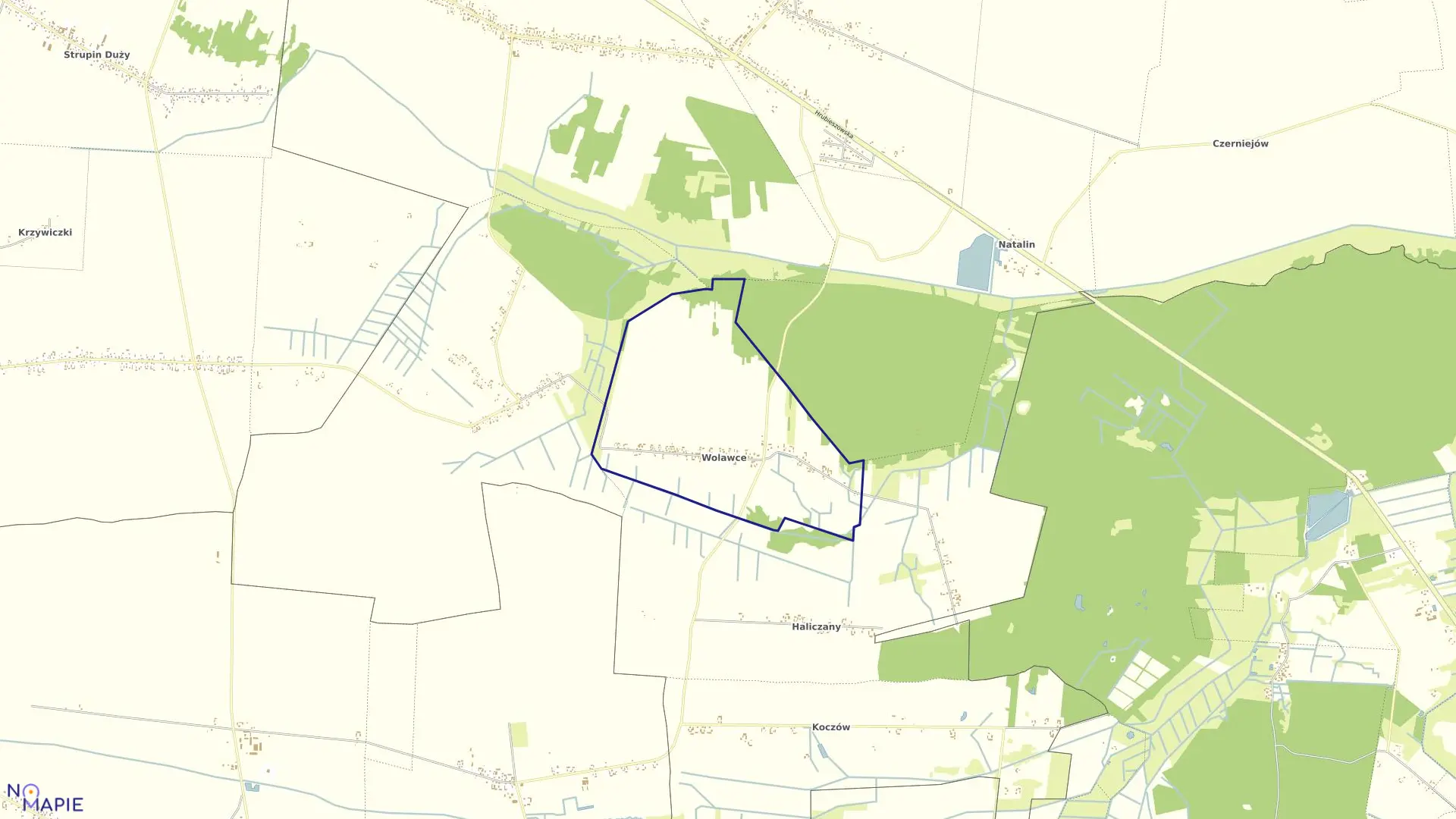 Mapa obrębu WOLAWCE w gminie Kamień